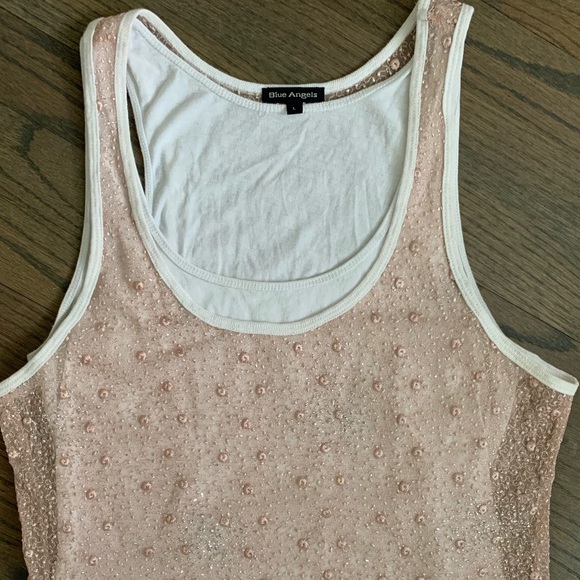 Rose sparkle mesh top - Picture 1 of 3